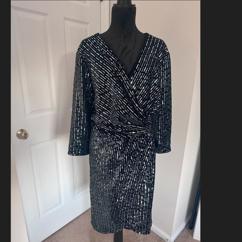 Lane Bryant Velvet Sequin Wrap Dress - Size 24